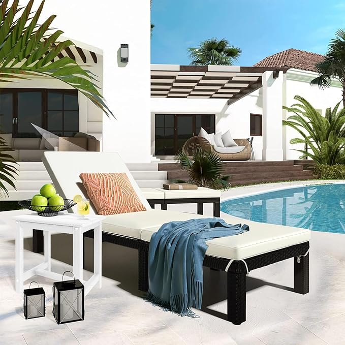 Adirondack Square Side Table,one-Tier Outdoor end Table, Patio Side Table for Pool,Porch,Backyard,Relaxing Companion (White) GARDENSTAR