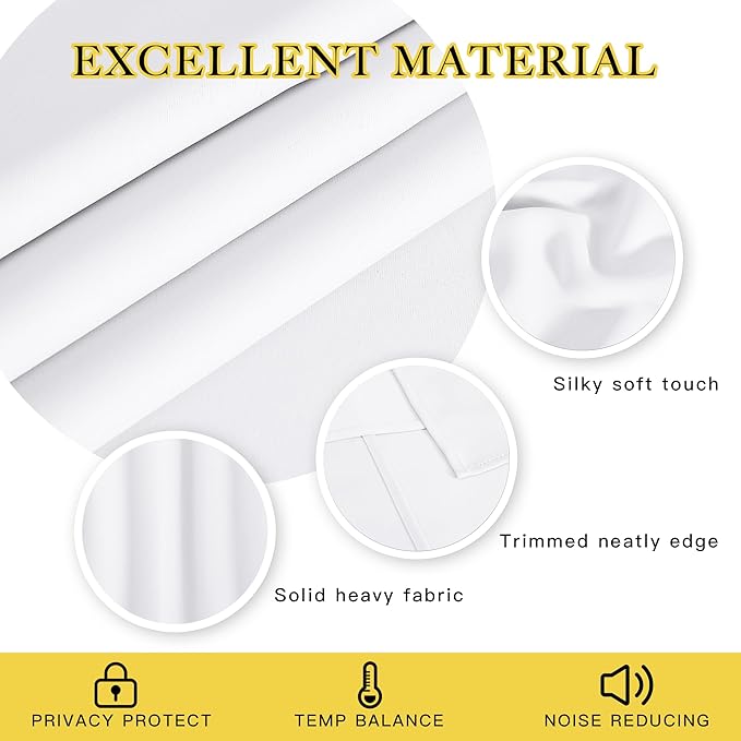 NICETOWN Room Darkening White Curtain for Bedroom - Window Treatment Thermal Curtain Grommet Light Blocking Sound Reducing Drape Privacy for Cafe/Kitchen (1 Panel, W66 x L54) NICETOWN