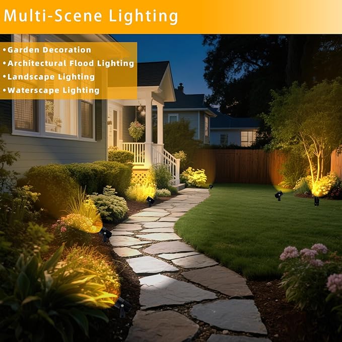 Smart RGB Low Voltage LED Spotlights, APP & Remote Control,Synchronous Dimming Lighting System, IP65 Waterproof,16 Million Colors for Outdoor Landscape,Yard,Garden,Holiday Decoration (10 Pack) Sathem