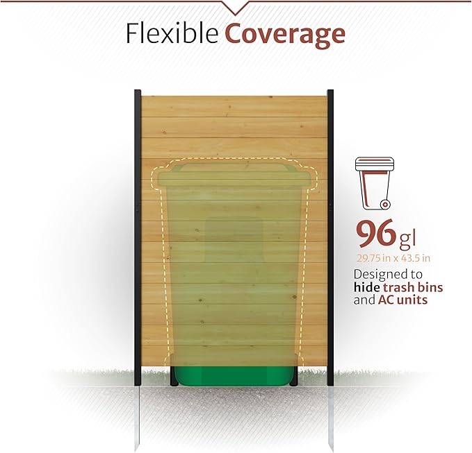5ft H x 3.2ft W (1 Panel) No Dig Enclo Fairmont Cedar Wood Privacy Screen, Great to Hide Trash Cans, Decorative Patio Privacy Screen, Outdoor Privacy Fence Panel, Air Conditioner Fence, EC18043 Enclo