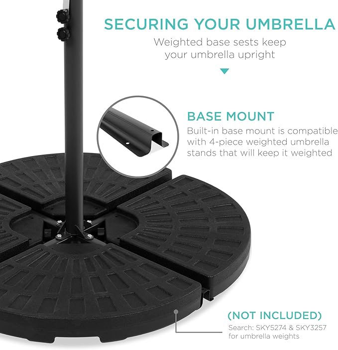 Best Choice Products 10ft Solar LED Offset Cantilever Hanging Market Patio Umbrella, 8 Sturdy Ribs, Easy Adjustment - Seaglass BestChoiceProducts