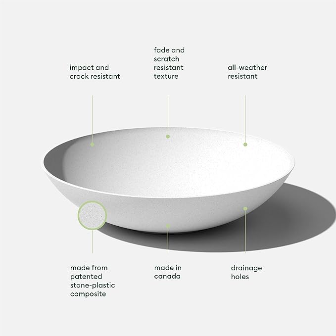 Veradek Mason Series Lane Bowl Planter| for Indoor or Outdoor Tabletops/Gardens |Made from Plastic-Stone Composite with Drainage Holes|Modern Décor for Flowers, Succulents, Small Plants VeradekOutdoor
