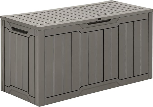YITAHOME 80 Gallon Outdoor Storage Box, Large Waterproof Resin Deck Box, Indoor Outdoor Lockable Storage Container for Patio, Garden, Cushions, Tools, Equipment (Taupe) YITAHOME
