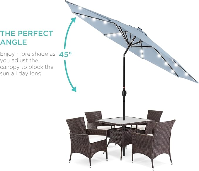 Best Choice Products 10ft Solar Polyester LED Lighted Patio Umbrella w/Tilt Adjustment and UV-Resistant Fabric BestChoiceProducts