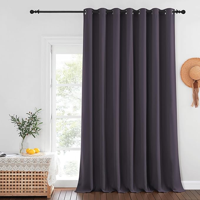 NICETOWN Greyish Purple Blackout Curtains for Bedroom/Living Room 132 Inch Length - Thermal Insulated Room Darkening Grommet Top Window Curtains (100 by 132 - Inch, 1 Panel) NICETOWN