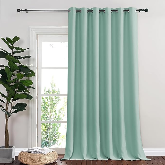 NICETOWN Blackout Sliding Glass Door Curtains, Room Darkening Thermal Insulated Curtains for Living Room Bedroom, Extra Wide Window Drapes, 1 Panel, W80 x L118, Aqua Blue NICETOWN