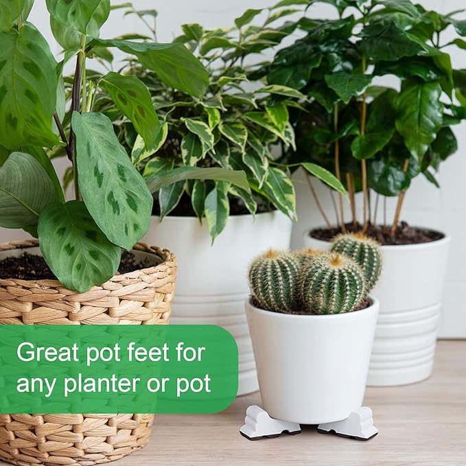 Kigeli 6 Pcs Resin Garden Pot Feet for Outdoor Planters 3 Inch Long 1.5 Inch Tall Flower Handmade Elevator Plant Feet Frost Proof Lifter for 14-20 in Pot (White) Kigeli
