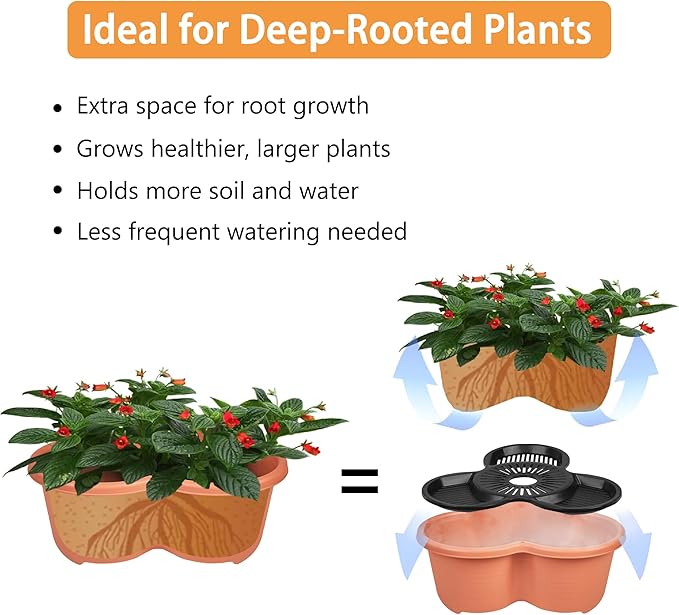 VECELO 7 Tier Vertical Garden Planter, Self Watering Stackable Planters with Wheels for Strawberries, Herbs, Flowers, Vegetables, Red VECELO