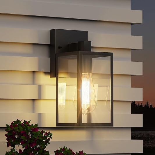 Outdoor Light Fixture Wall Mount, LED Exterior lighting fixtures for Outside, Front Porch Lights, Waterproof Wall Sconce Lantern Lamp, Black Coach Lights for House, Patio, Garage, Doorway, Entryway WIHTU