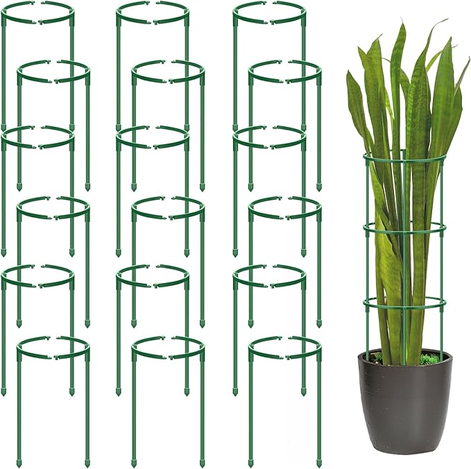 36 Pack Plant Support Stakes for Indoor Plants, Half Round Plant Stakes Ring Stackable 3 Tier Garden Flower Support for More Sizes (10,20,30 Inches), Plastic Cage Trellis for Climbing Leafy Vegetable DIQIUREN