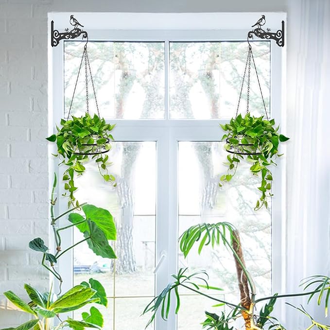 2-Pack Hanging Planters for Indoor Plants - Heavy Duty Metal Plant Hanger Indoor with 3 Chains and Hooks – Aesthetic Hanging Plant Holder for an Instant Gardening Decor Qiaomeiysp