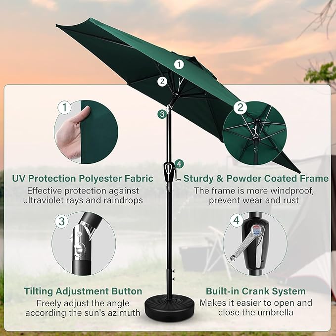 Simple Deluxe 9' Patio Umbrella Outdoor Table Market Yard Umbrella with Push Button Tilt/Crank SimpleDeluxe