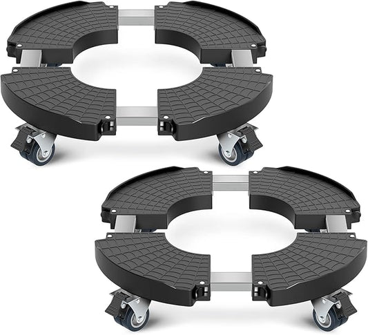 VANCASTLE Plant Caddy with Lockable Wheels Heavy Duty 450lbs Capacity, 15-22 Inch Adjustable Plant Stand with Wheels Rolling base, Plant Dolly for Flower Pot Mover Indoor Outdoor, Black, 2 Pack VANCASTLE