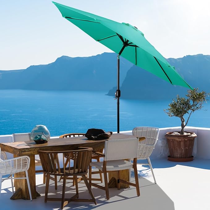 Backyard Expressions 9 ft. Patio Umbrella, Market Table Umbrella w/Tilt and Crank, 8 Ribs BackyardExpressions