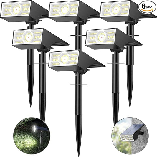 Solar Spot Lights Outdoor,6 Pack/56 LED Outdoor Lights for Yard Waterproof IP68, 4 Lighting Modes Solar Landscape Spotlights, Auto On/Off Solar Powered Flood Lights Garden Pathway,Cool White Katipeal