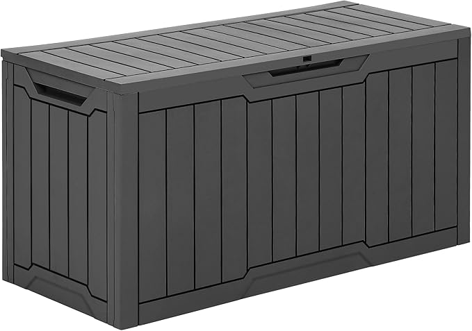 YITAHOME 80 Gallon Outdoor Storage Box, Large Waterproof Resin Deck Box, Indoor Outdoor Lockable Storage Container for Patio, Garden, Cushions, Tools, Equipment (Dark Gray) YITAHOME