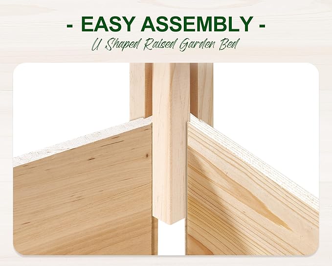 AMERLIFE U-Shaped Raised Garden Bed, 7.5Wx15Dx1.6H Free Combination Outdoor Wooden Raised Garden Bed Planter with 19.6" Depth Planter Box AMERLIFE