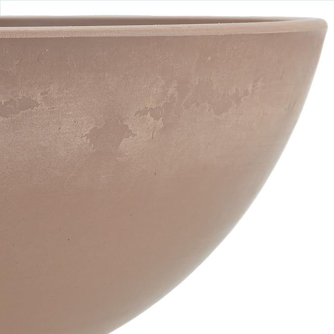 PSW Pot Collection M25TP 10-inch Plastic/Stone/Wood Composite Low Bowl Planter – No Drainage Hole (Drillable), Shallow Indoor/Outer Pot for Succulents, Bonsai, Fairy Gardens, Herbs, Taupe PSW