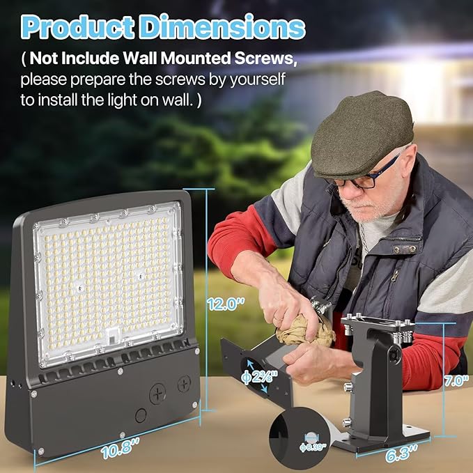 LED Parking Lot Light 150W - Motion Sensor Outdoor Lights UL Listed - 5000K 22500lm Led Flood Security Light with Photocell - Wall Mount Commercial Street Area Light for Yard Barn Garage - 100-277V HYPERLITE