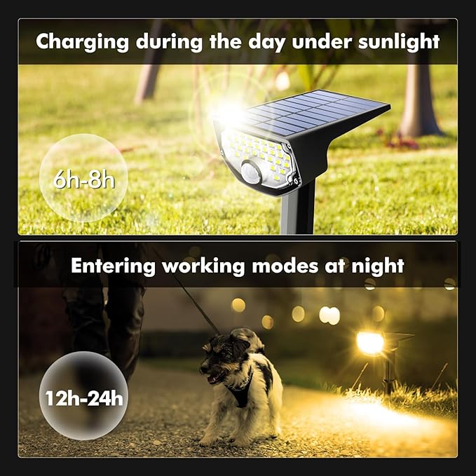 AloftSun Solar Motion Sensor Outdoor Lights,Waterproof Motion Sensor Spot Lights- 30 LED/3 Modes Solar Powered Spotlights,Landscape Lighting for Yard and Garden, Warm White,6 Pack AloftSun