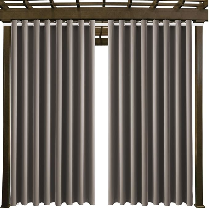 Waterproof Outdoor Curtain W105 x L95 - Grommet Top Sunlight Blocking Window Treatment Drapes Blackout Curtains for Home Bedroom Living Room Outdoor Patio Porch Pergola Cabana Gazebo (Taupe) DivaenCamino