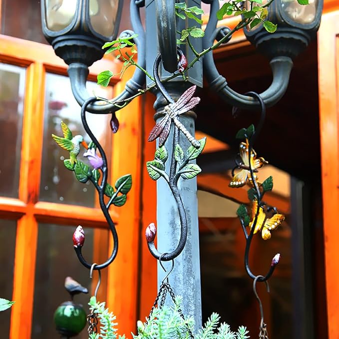 Heavy Duty S Hooks, Large Plant Hangers Outdoor, Metal Decorative Plant Hooks for Hanging Garden Planters, Flower Baskets, Pots, Bird Feeders Kitwinney
