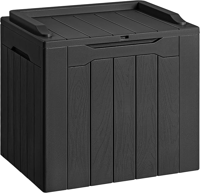 Devoko 30 Gallon Resin Deck Box Waterproof Outdoor Storage Box for Patio Furniture Pool Accessories Indoor Storage for Cushion Garden Tools (30 Gallon, Black) DEVOKO
