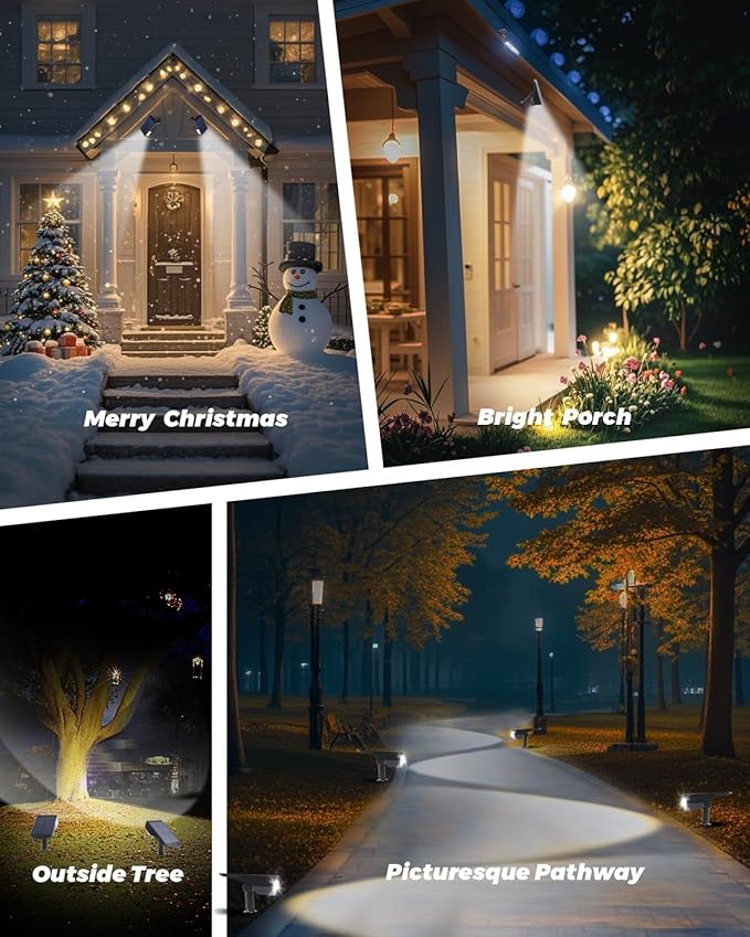 1 Pack Solar Powered Outdoor Spot Lights Outside Waterproof 20 LEDs Landscape Spotlights Dusk to Dawn for House Yard Tree, Plants, Walls, Path, Garden, Statues, Superior Accent Uplighting Cool White Polighty