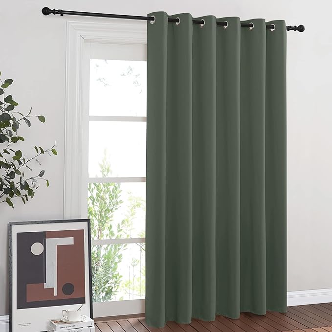 NICETOWN Sliding Door Curtains 84 inches Long, Grommet Blackout Thermal Patio Door Curtain Panel Sliding Door Drapes/Draperies for Room Divider (1 Panel, Dark Mallard, W80 x L84) NICETOWN