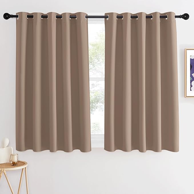 NICETOWN Thermal Blackout Curtain & Drape - Grommet Room Darkening Window Treatment Sound Reducing Light Blocking for Kitchen/Cafe (1 Panel, W66 x L54, Cappuccino) NICETOWN