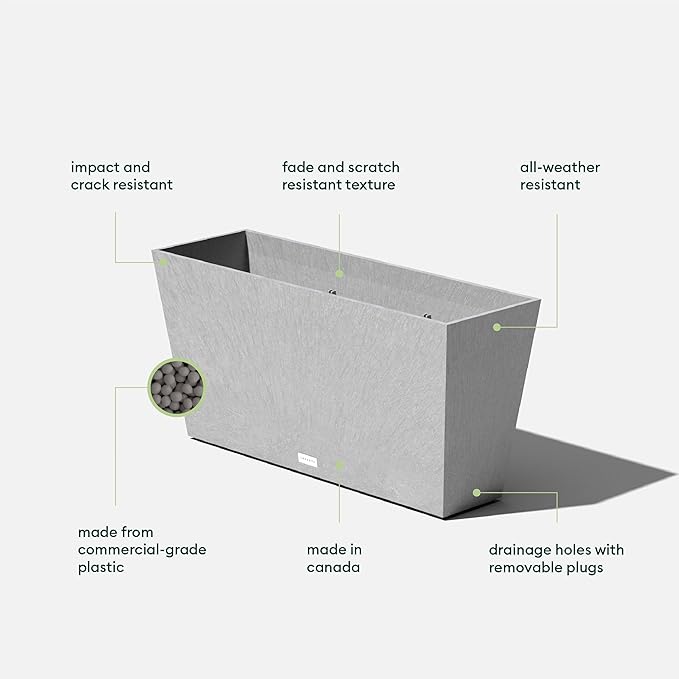 Veradek Midori Long Trough Planter (Light Grey, 31 inch - 2 Pack with 2 Saucer Trays) VeradekOutdoor