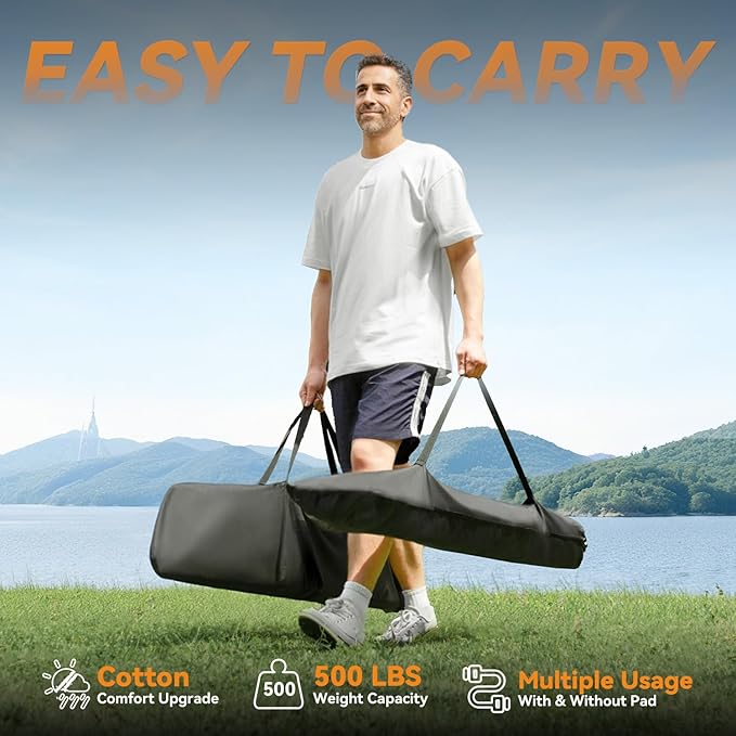 2 Person Outdoor Hammock with Stand, Cotton Rope Hammock with Polyester Pad, Adjustable Steel Frame, Portable with Carrying Bag – for Patio, Backyard, Garden, Beach, Cloud-Gray Rootora