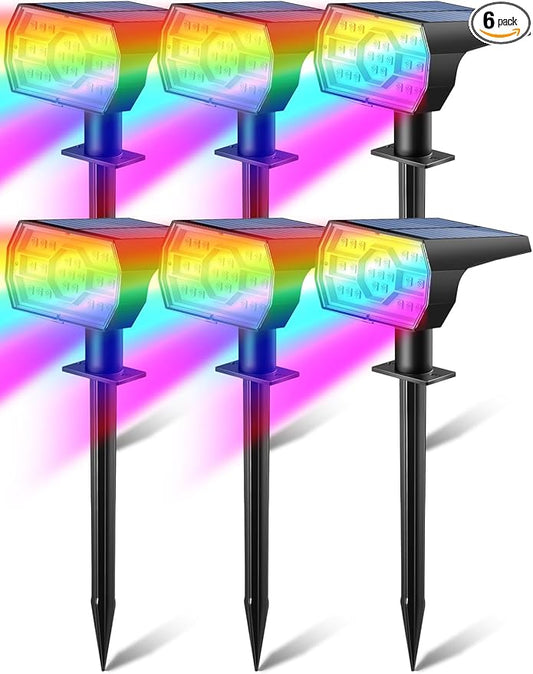 Solar Multicolor Lights Outdoor, 7 Lighting Modes Solar Light Outdoor Waterproof IP68, Color Changing RGB Powered Christmas Lights Outdoor for Garden Yard Patio Landscape Christmas Decorations Home