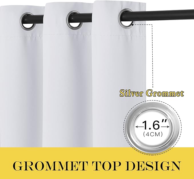 NICETOWN Room Darkening Greyish White Curtain for Bedroom - Grommet Privacy Light & Sound Reducing Window Treatment Doorway Curtain & Drape for Living Room (1 Panel, W52 x L78) NICETOWN