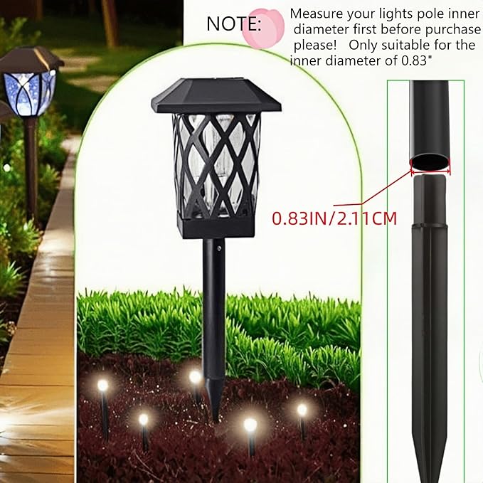 8.25" Reinforced ABS Plastic Solar Ground Spikes - Durable Solar Light Replacement Stakes for Garden, Pathway, Deck, Camping, Christmas Lights (Fits 0.83" Inside Diameter) (Black-4 Pack) Rootora