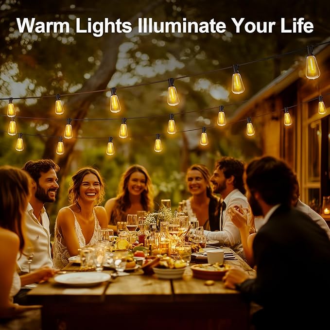 Outdoor String Led Patio Lights - 200Ft 60M Outside Waterproof Light ST38 Shatterproof Bulb Connectable Hanging Outdoor Electric Lighting for Backyard Yard Gazebo Porch Party MGVIH