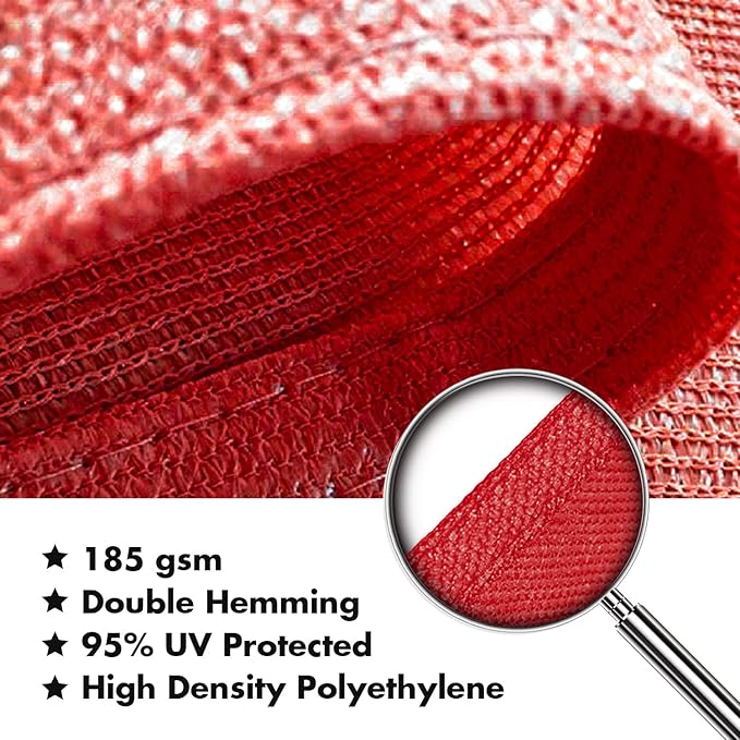 KANAGAWA Sun Shade Sail 12'x12' Scarlet Square UV Block Canopy Awning Shelter Fabric Cloth Screen for Outdoor Patio Garden Backyard KANAGAWA