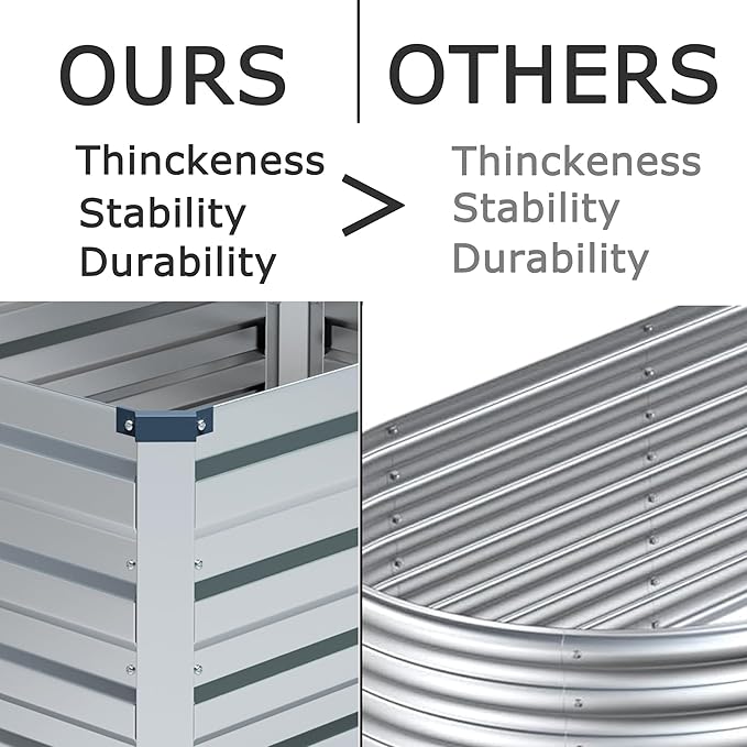 4x3x1ft(2 Pack) Galvanized Raised Garden Bed,Outdoor Planter Box Metal Patio Kit Planting Bed for Vegetables Flowers Herb,Silver Foxlang