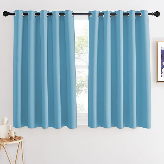 NICETOWN Blackout Curtains 54 Inches Long, Thermal Insulated Room Darkening Curtains for Bedroom, Window Treatment Drapes for Living Room Nursery (W66 x L54 Inch, Teal Blue, 1 Panel) NICETOWN