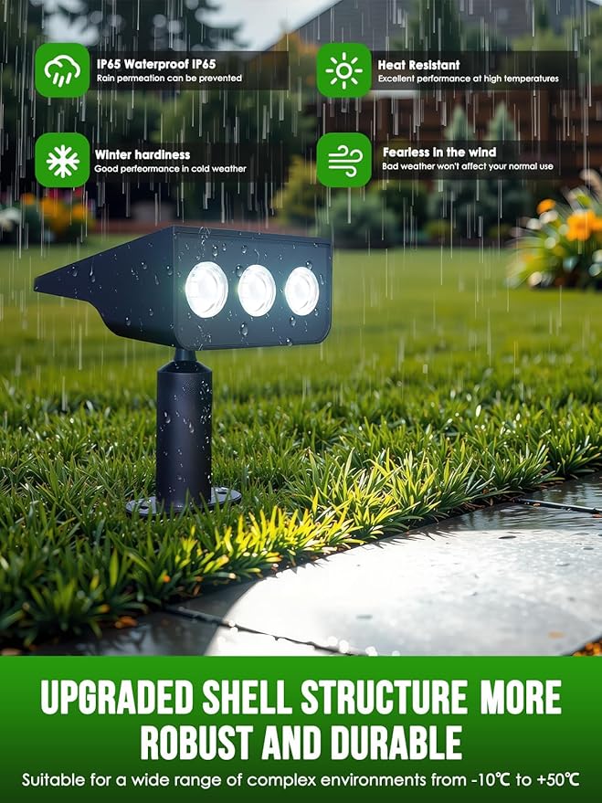 Solar spot Lights Outdoor IP65 Waterproof Solar spotlights 3 Lighting Modes Tree Lights for Outdoor Yard Garden Auto On/Off Wall Lights for Walkway Driveway Garage 6 Pack (Warm White MDTlight