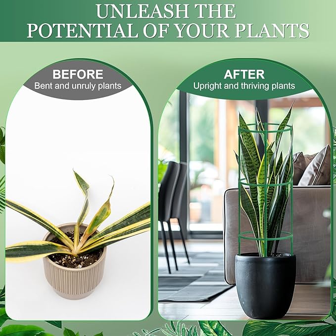 24Pcs Plant Support Stakes, Half Round Plant Stakes for Indoor Plants, Stackable Garden Flower Support, Plant Cages for Tomato,Monstera, Peony, Hydrangea, Climbing Plants First-zgel