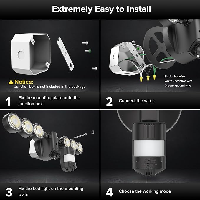SANSI 55W 7000LM Motion Sensor Outdoor Security Lights, Super Bright 5000K Dusk to Dawn Flood Light, 320° Beam Angle, Best Outdoor Lights for Yard, IP65 Waterproof, ETL Listed, Black SANSI