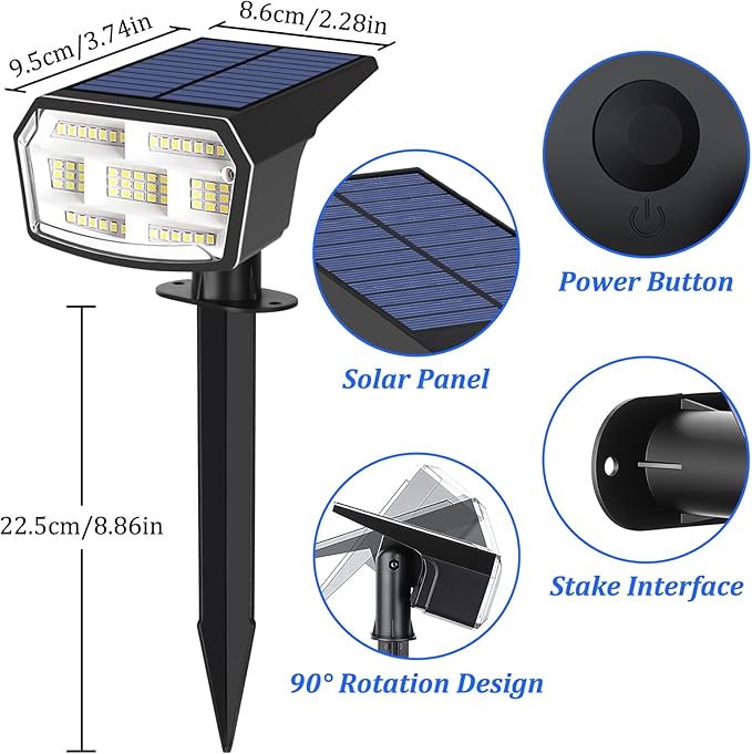 Sucolite 8-Pack Solar Spot Lights Outdoor Waterproof IP65, 3 Lighting Modes 2-in-1 Solar Landscape Spotlights for Yard, 59 LED Solar Powered Wall Lights for Garden Pathway Driveway Walkway, Cool White Sucolite