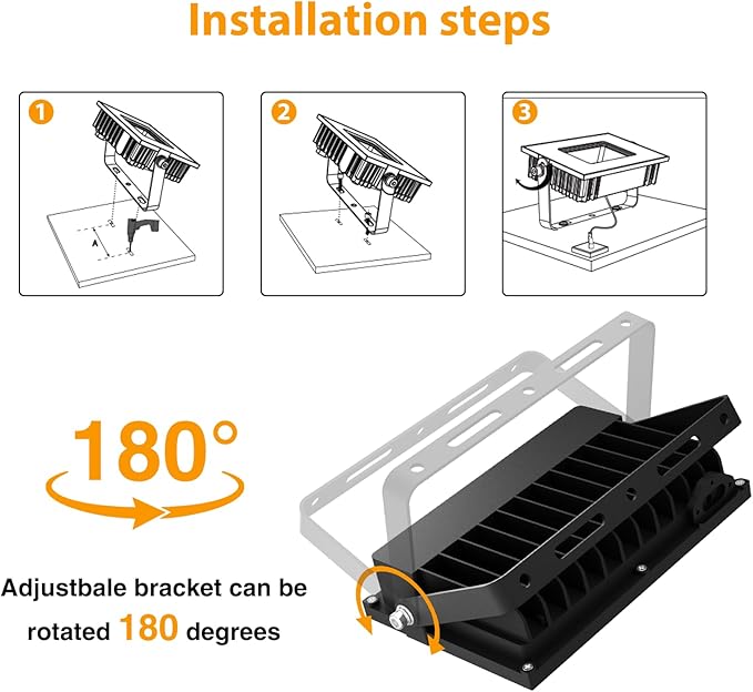Onforu 80W Flood Lights Outdoor, 8000lm Bright LED Work Light with Plug, 6500K Daylight White LED Flood Lighting, IP66 Waterproof Security Yard Lights for Garage Stadium 4 Pack Onforu