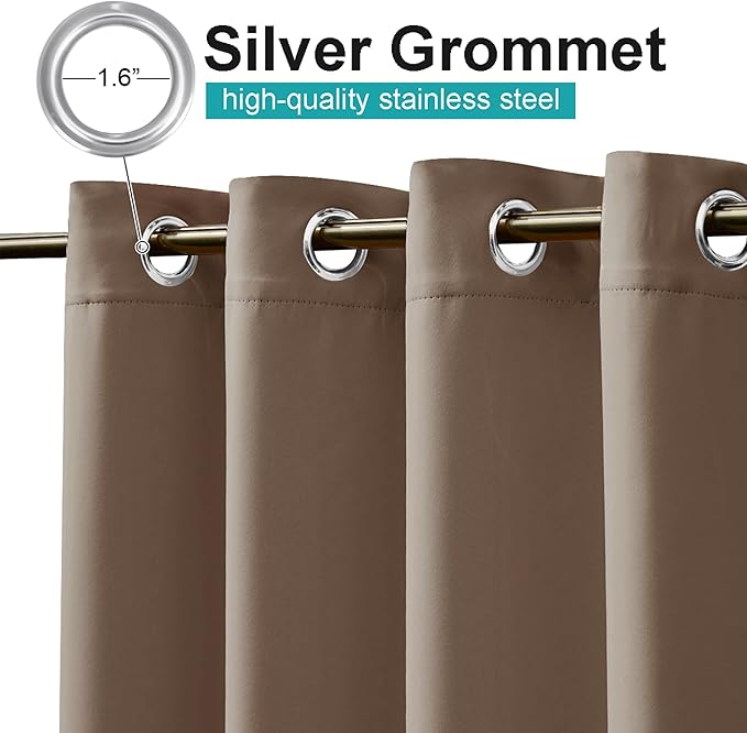 NICETOWN Outdoor Patio Curtain 95 inch Long, 66" Wide Gazebo Waterproof Outdoor Curtain for Deck, Summer Heat Reducing Drapes for Front Porch Pergola Garden Farmhouse, 1 Panel, Tan NICETOWN