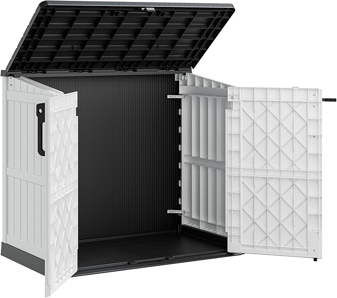 LHBcraft Outdoor Storage Cabinet 36 Cu Ft with Lockable Doors, Waterproof Outdoor Storage Box for Patios,Portable Horizontal Resin Storage Shed, Easy to Assemble LHBcraft-US