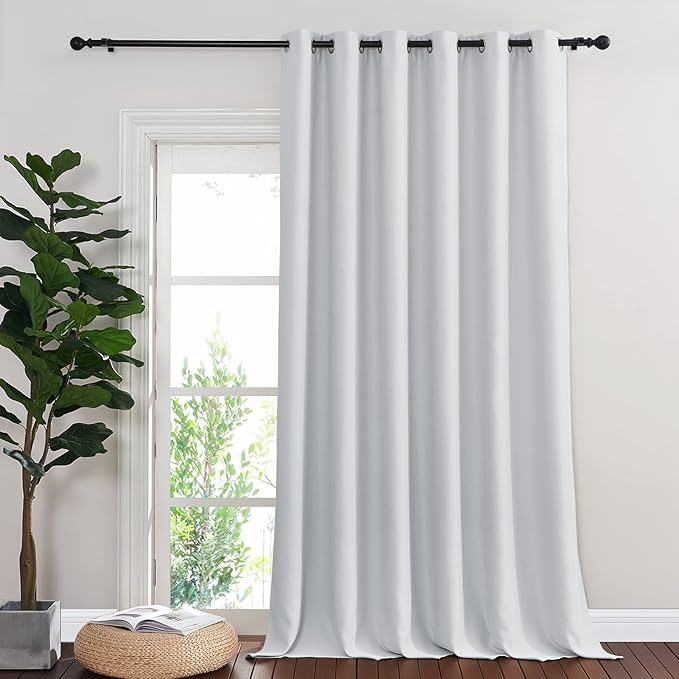 NICETOWN Greyish White Sliding Door Curtain 118 inch Length, Grommet Room Darkening Thermal Curtain Extra Long Sound Dampening for Living Room/Bedroom, W80 x L118, 1 Panel NICETOWN