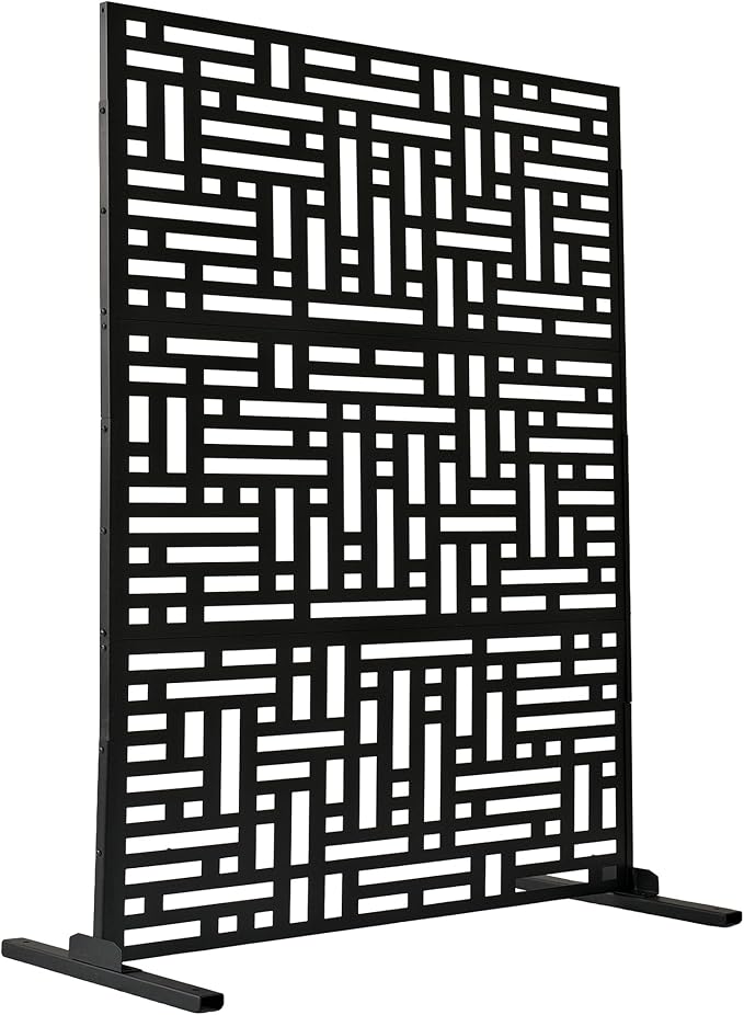 Oakland Living 6 ft. X 4 ft. Black Freestanding Metal Privacy Screen Room Divider Oakland+Living