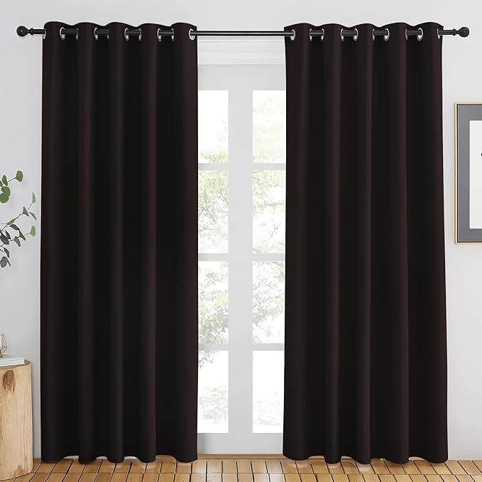 NICETOWN Toffee Brown Blackout Curtains 84 inch Length, Grommet Top Room Darkening Drapes for Bedroom Living Room, Light Blocking Window Covering for Privacy (W66 x L84 Inch, 1 Panel) NICETOWN