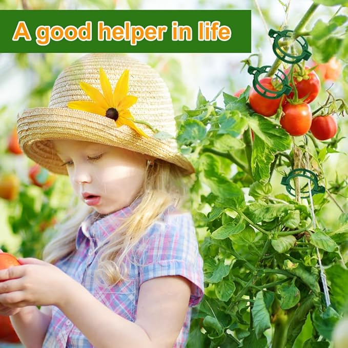 200 Pcs Plant Support Tomato Clips, Garden Clips, Crop Clips for Vine Vegetables, Fixing Tomato, Sweet Pepper, Eggplant, Makes Plants Grow Upright and Healthier（Green） PEOUWNES